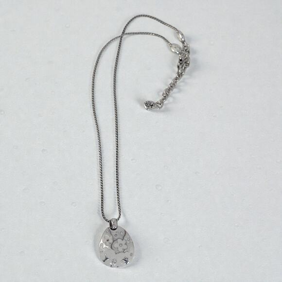 Brighton Teardrop Daisy Enamel Pendant Necklace Silver Plated Retired Design - Picture 2 of 7